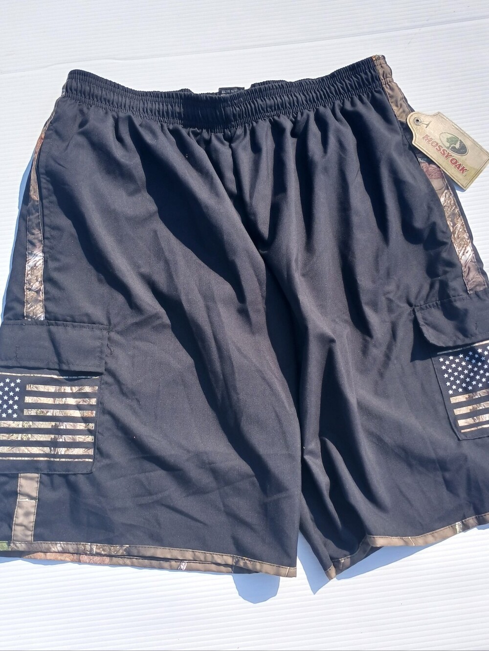 NEW NWT Mossy Oak Swim Trunks men's size XL Black Camo Camouflage Swimsuit